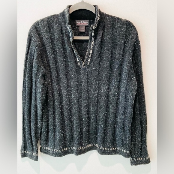 VTG WOOLRICH Woman Wool Blend Cottage Core Farm Granny Pullover Sweater 1/4 Zip - Picture 3 of 6